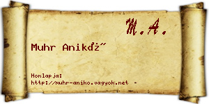 Muhr Anikó névjegykártya